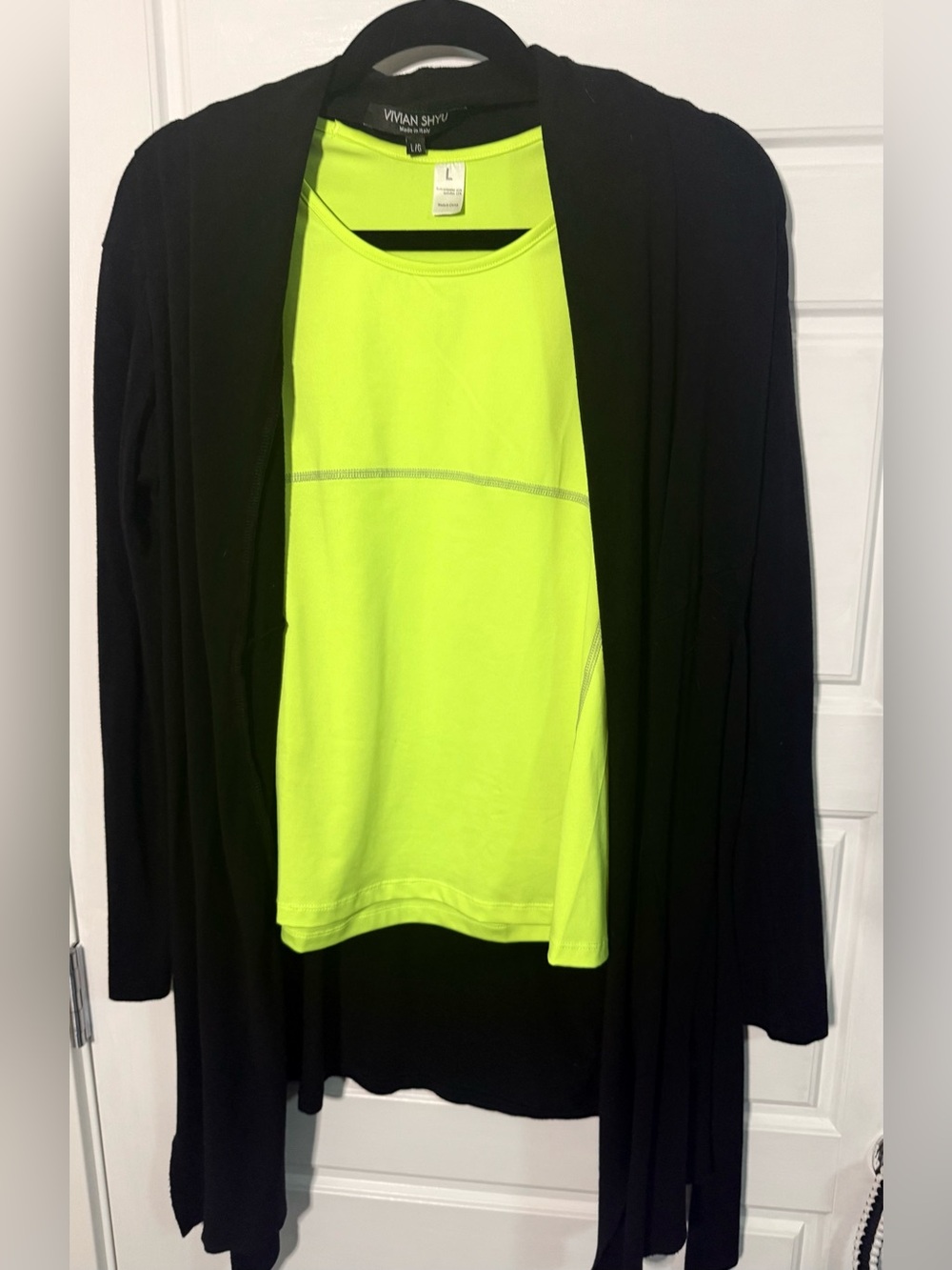Vivian Shyu Soft  Black Open Cardigan. Extra long in the front “waterfall” style